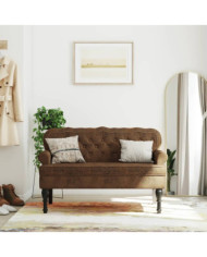 Banc avec dossier marron 119,5x64,5x75 cm similicuir daim | Mobilier & Déco