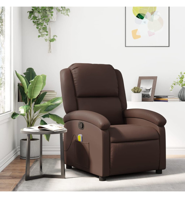 Fauteuil de massage inclinable Marron Similicuir | Mobilier & Déco