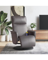 Fauteuil inclinable de massage repose-pieds gris similicuir | Mobilier & Déco