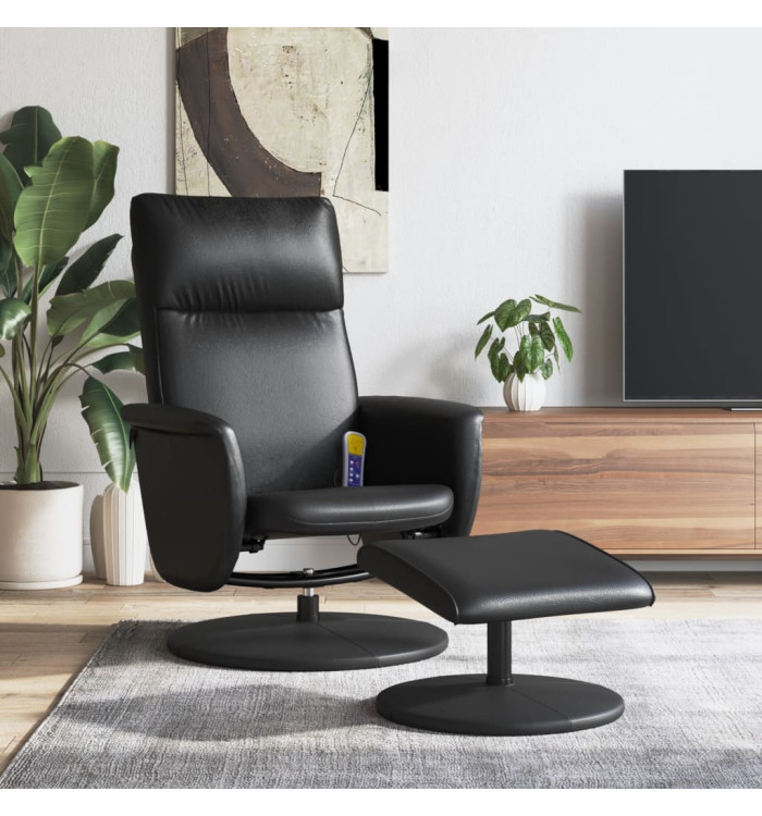 Fauteuil inclinable de massage avec repose-pied noir similicuir | Mobilier & Déco