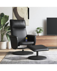 Fauteuil inclinable de massage avec repose-pied noir similicuir | Mobilier & Déco