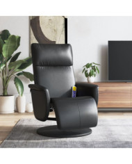 Fauteuil inclinable de massage repose-pieds noir similicuir | Mobilier & Déco