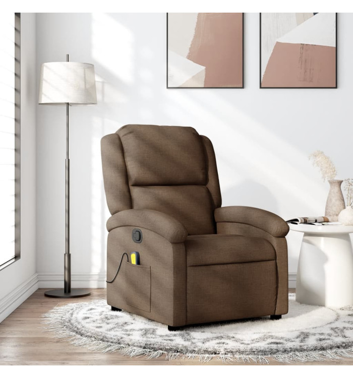 Fauteuil de massage inclinable Marron Tissu | Mobilier & Déco