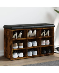 Banc à chaussures chêne fumé 82x32x50 cm bois d'ingénierie | Mobilier & Déco