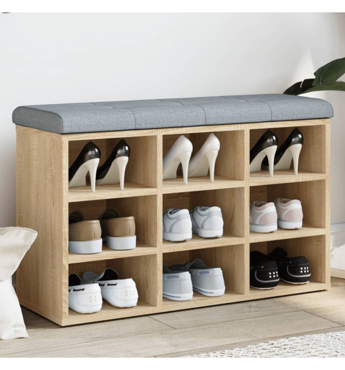 Banc à chaussures chêne sonoma 82x32x50 cm bois d'ingénierie | Mobilier & Déco