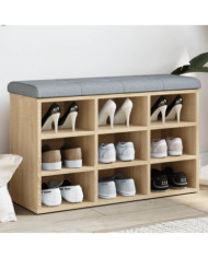 Banc à chaussures chêne sonoma 82x32x50 cm bois d'ingénierie | Mobilier & Déco