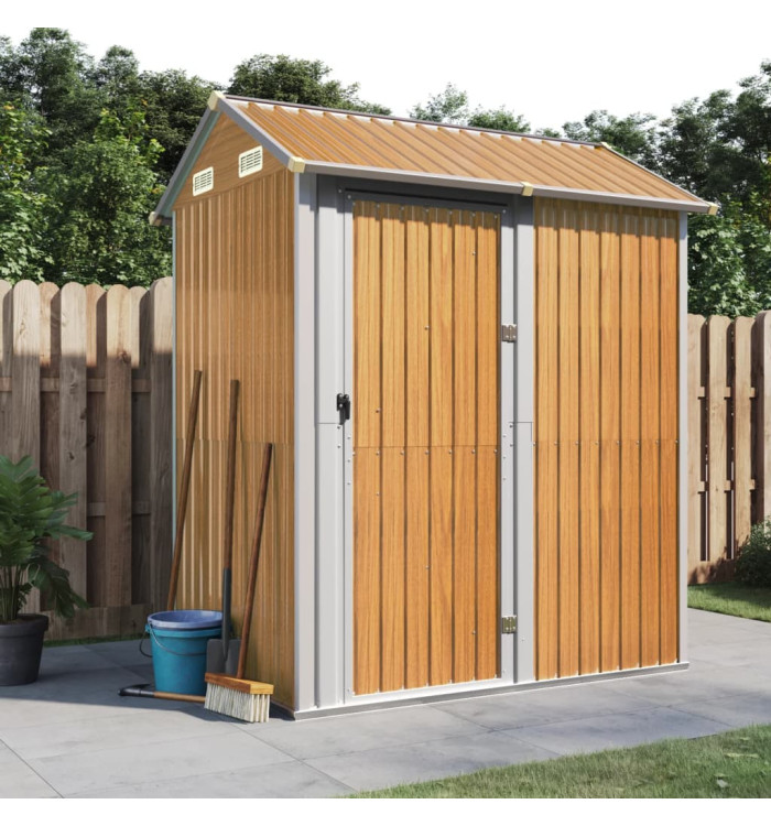 Abri de jardin marron clair 192x152,5x237 cm acier galvanisé | Mobilier & Déco