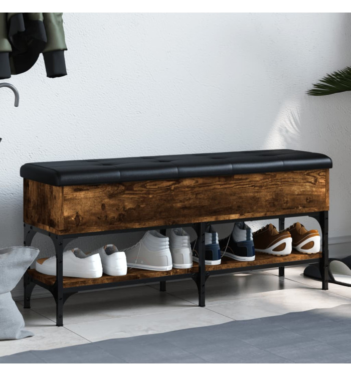 Banc à chaussures chêne fumé 102x32x45 cm bois d'ingénierie | Mobilier & Déco