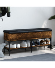 Banc à chaussures chêne fumé 102x32x45 cm bois d'ingénierie | Mobilier & Déco