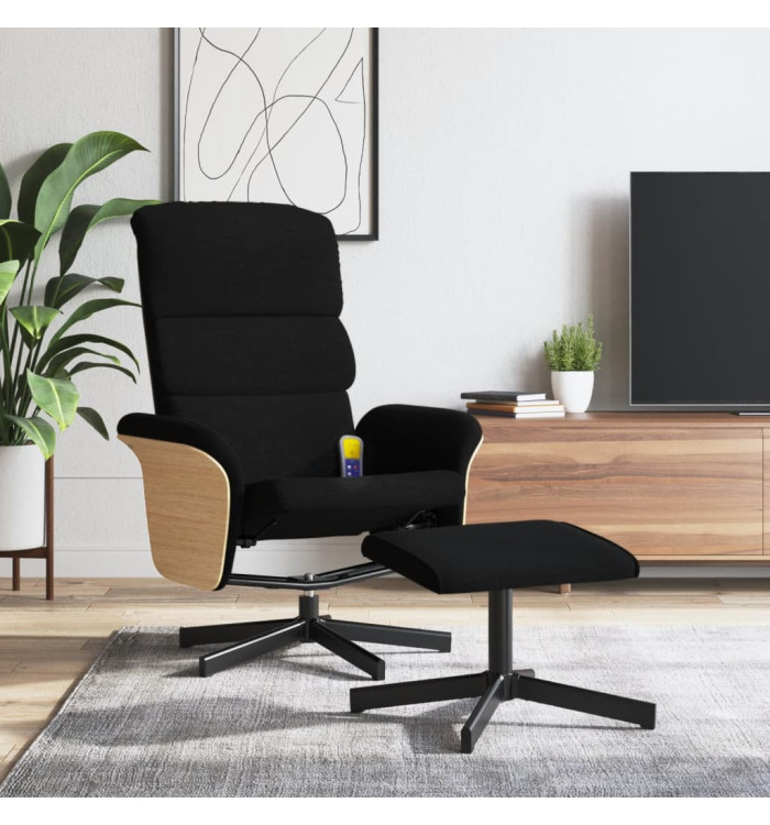 Fauteuil de massage inclinable avec repose-pied noir tissu | Mobilier & Déco