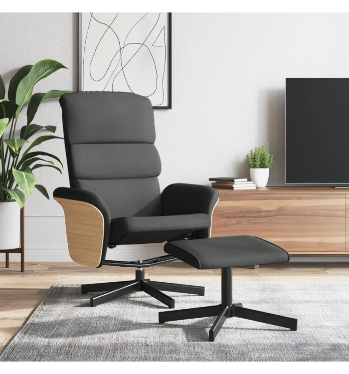 Fauteuil inclinable avec repose-pied gris foncé tissu | Mobilier & Déco