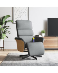 Fauteuil inclinable de massage et repose-pieds gris clair tissu | Mobilier & Déco
