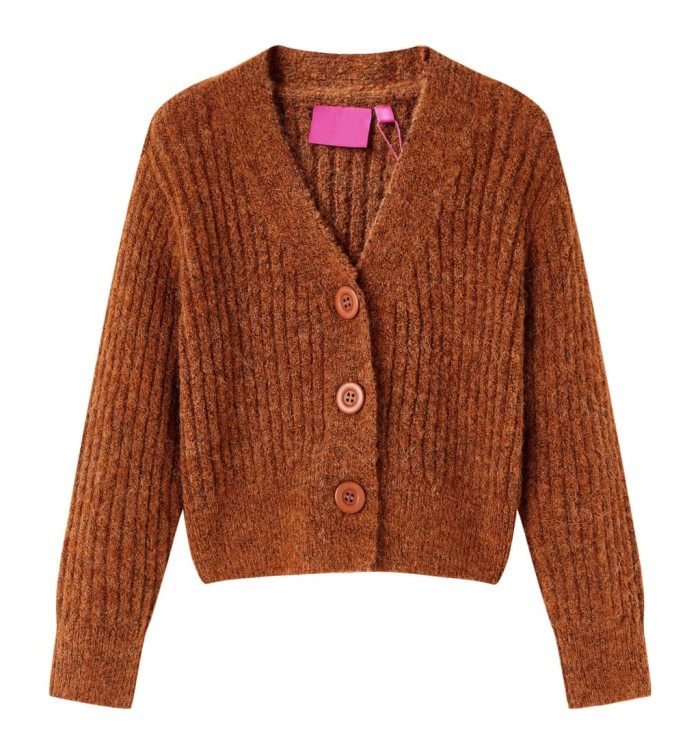 Cardigan pour enfants tricoté cognac 116 | Mobilier & Déco