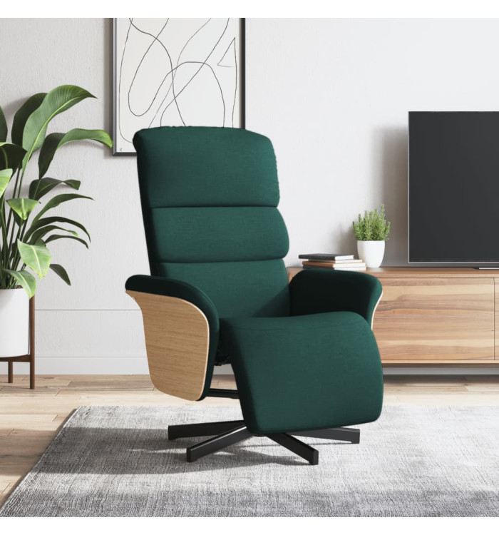 Fauteuil inclinable avec repose-pieds vert foncé tissu | Mobilier & Déco