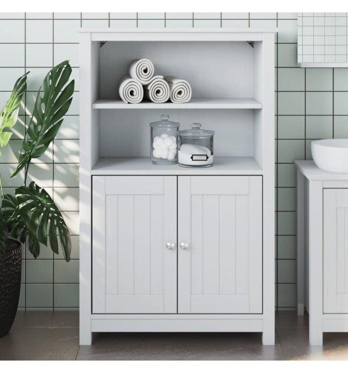 Armoire de salle de bain BERG blanc 69,5x34x110 cm pin massif | Mobilier & Déco
