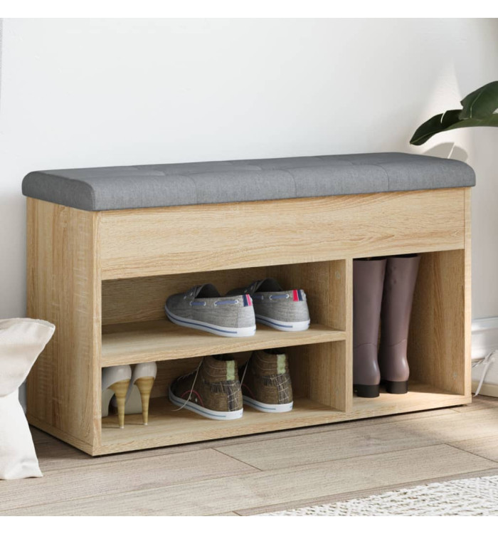 Banc à chaussures chêne sonoma 82x32x45,5 cm bois d'ingénierie | Mobilier & Déco