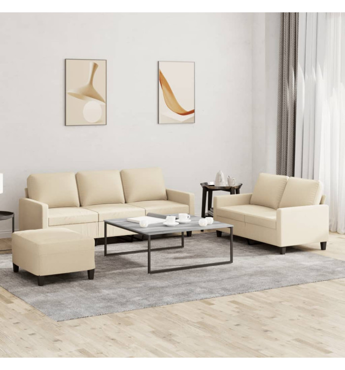 Ensemble de canapés 3 pcs avec coussins Crème Tissu | Mobilier & Déco
