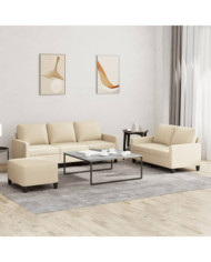 Ensemble de canapés 3 pcs avec coussins Crème Tissu | Mobilier & Déco