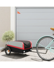 Remorque de vélo noir et rouge 30 kg fer | Mobilier & Déco
