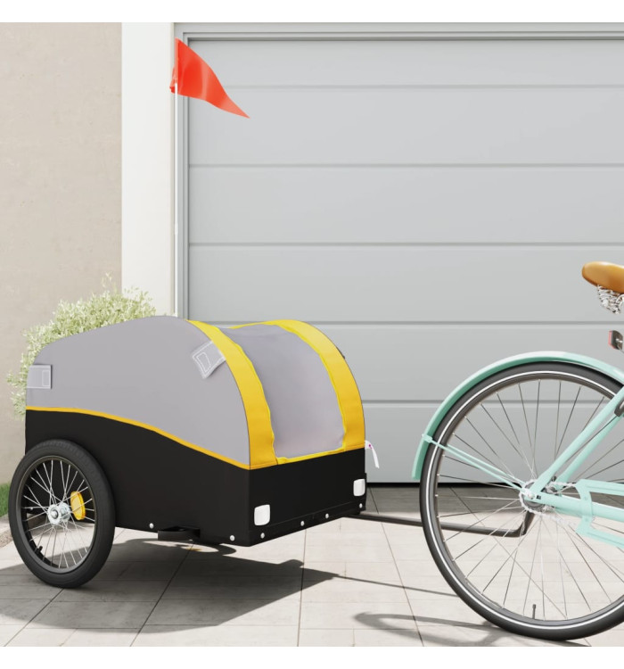 Remorque de vélo noir et jaune 45 kg fer | Mobilier & Déco