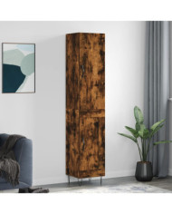 Buffet haut Chêne fumé 34,5x34x180 cm Bois d'ingénierie | Mobilier & Déco