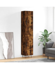 Buffet haut Chêne fumé 34,5x34x180 cm Bois d'ingénierie | Mobilier & Déco
