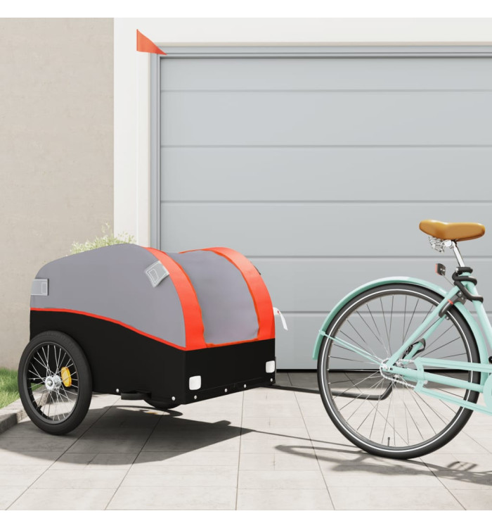 Remorque de vélo noir et orange 45 kg fer | Mobilier & Déco