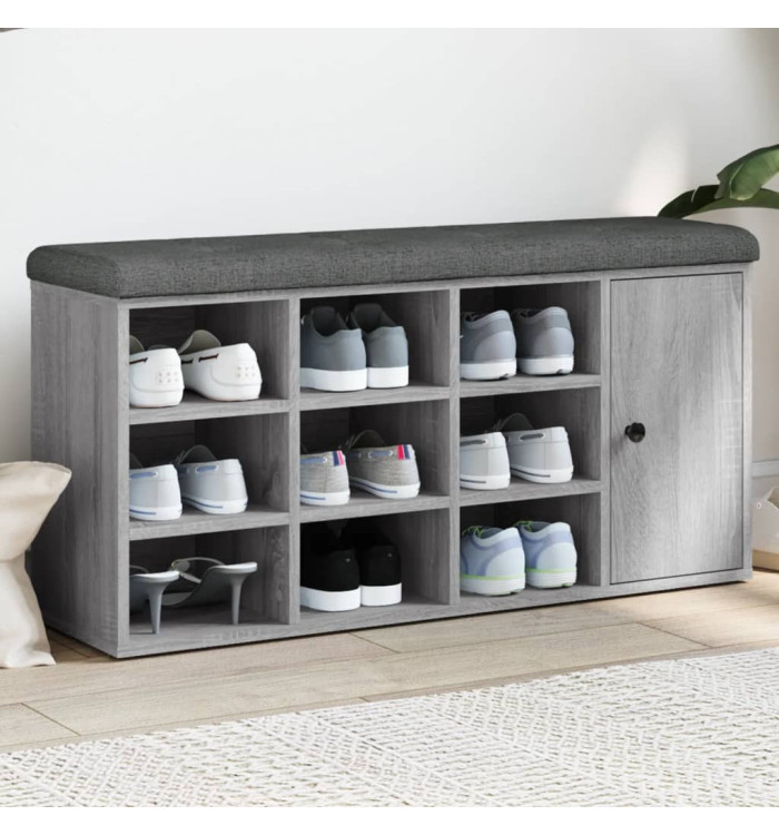 Banc à chaussures sonoma gris 102x32x50 cm bois d'ingénierie | Mobilier & Déco
