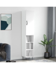 Buffet haut Blanc brillant 34,5x34x180 cm Bois d'ingénierie | Mobilier & Déco