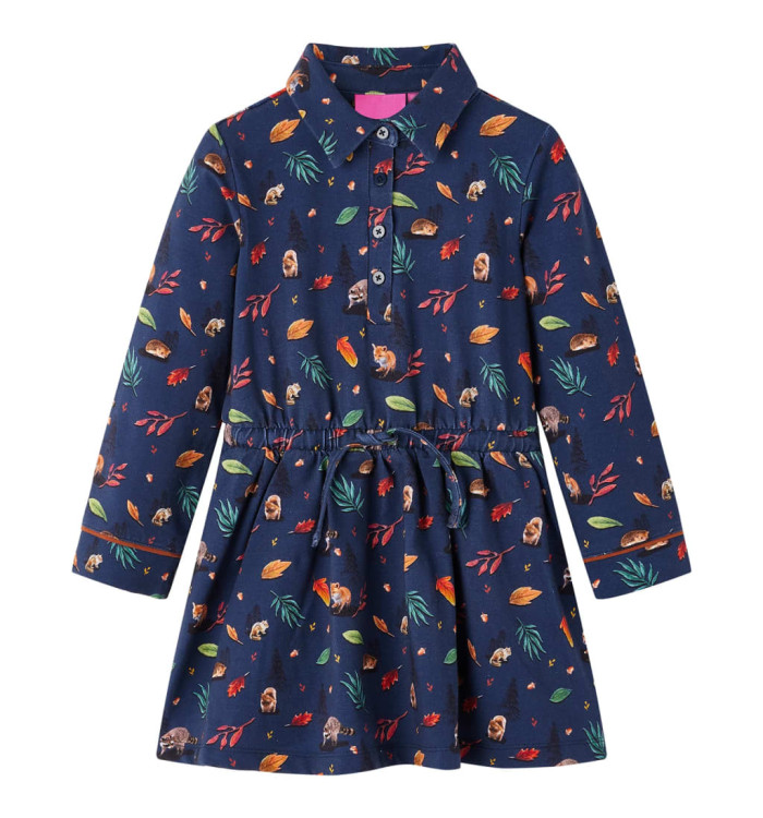 Robe pour enfants à manches longues bleu marine 140 | Mobilier & Déco