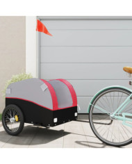 Remorque de vélo noir et rouge 45 kg fer | Mobilier & Déco