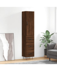Buffet haut Chêne marron 34,5x34x180 cm Bois d'ingénierie | Mobilier & Déco