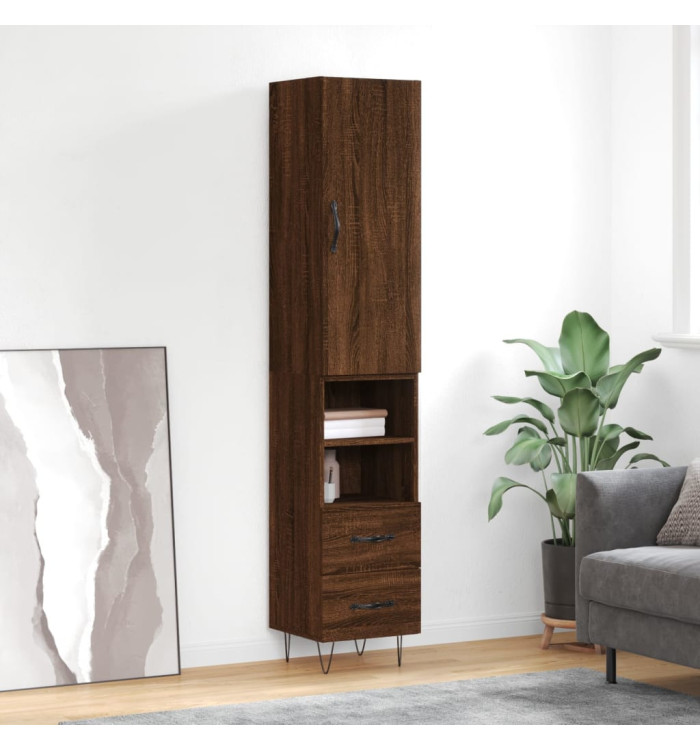 Buffet haut Chêne marron 34,5x34x180 cm Bois d'ingénierie | Mobilier & Déco