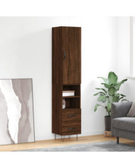 Buffet haut Chêne marron 34,5x34x180 cm Bois d'ingénierie | Mobilier & Déco