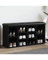 Banc à chaussures noir 102x32x50 cm bois d'ingénierie | Mobilier & Déco