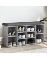 Banc à chaussures gris béton 102x32x50 cm bois d'ingénierie | Mobilier & Déco