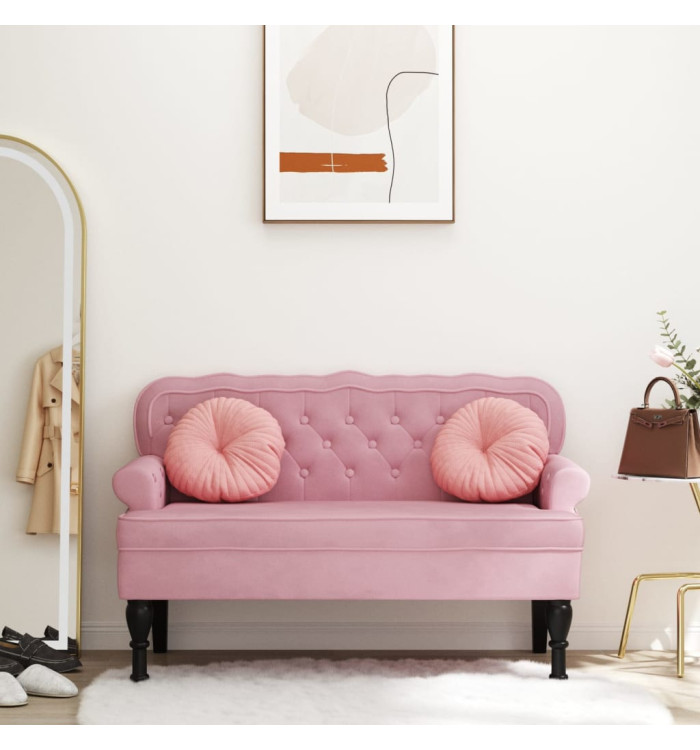 Banc avec dossier rose 119,5x64,5x75 cm velours | Mobilier & Déco