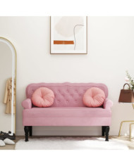 Banc avec dossier rose 119,5x64,5x75 cm velours | Mobilier & Déco