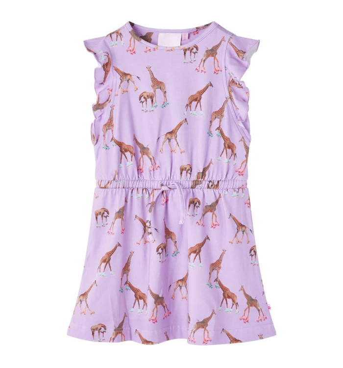 Robe fille manches à volants cordon de serrage lila 140 | Mobilier & Déco