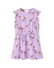 Robe fille manches à volants cordon de serrage lila 140 | Mobilier & Déco