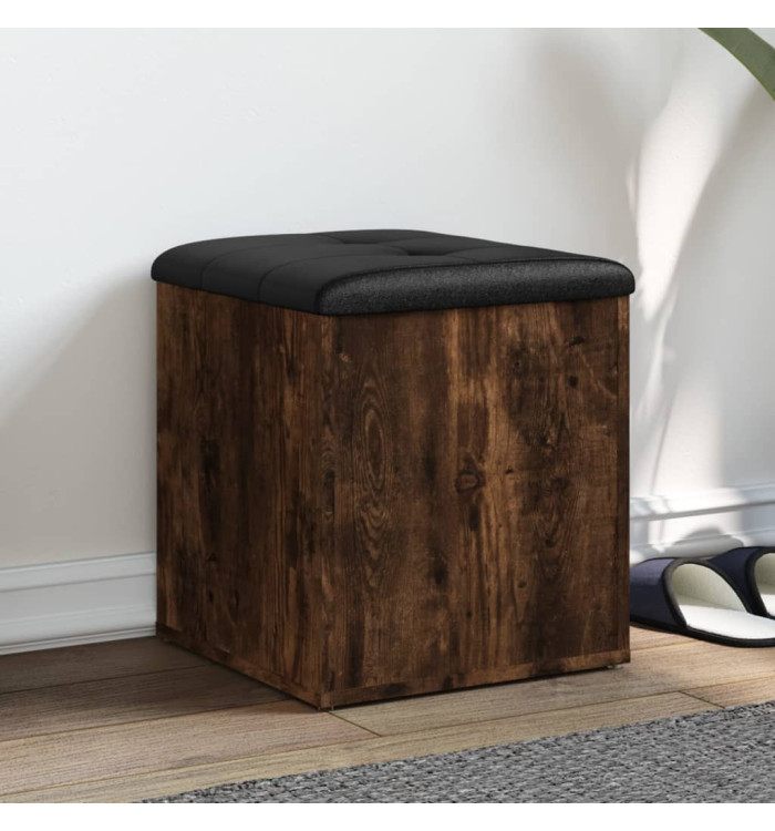 Banc de rangement chêne fumé 42x42x45 cm bois d'ingénierie | Mobilier & Déco