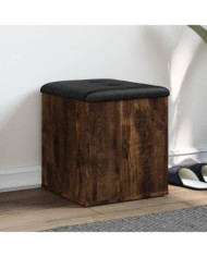 Banc de rangement chêne fumé 42x42x45 cm bois d'ingénierie | Mobilier & Déco