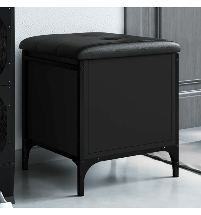 Banc de rangement noir 42x42x45 cm bois d'ingénierie | Mobilier & Déco