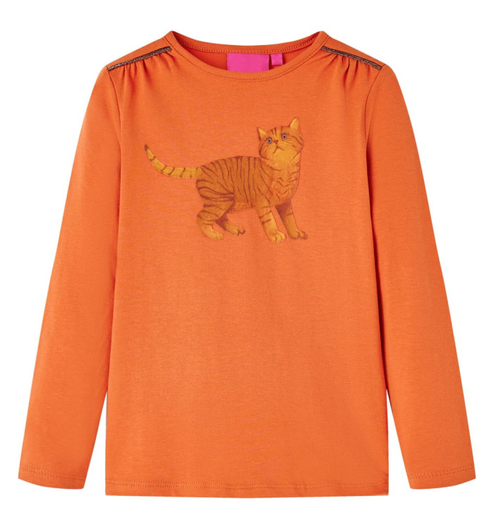 T-shirt enfants à manches longues orange brûlé 128 | Mobilier & Déco