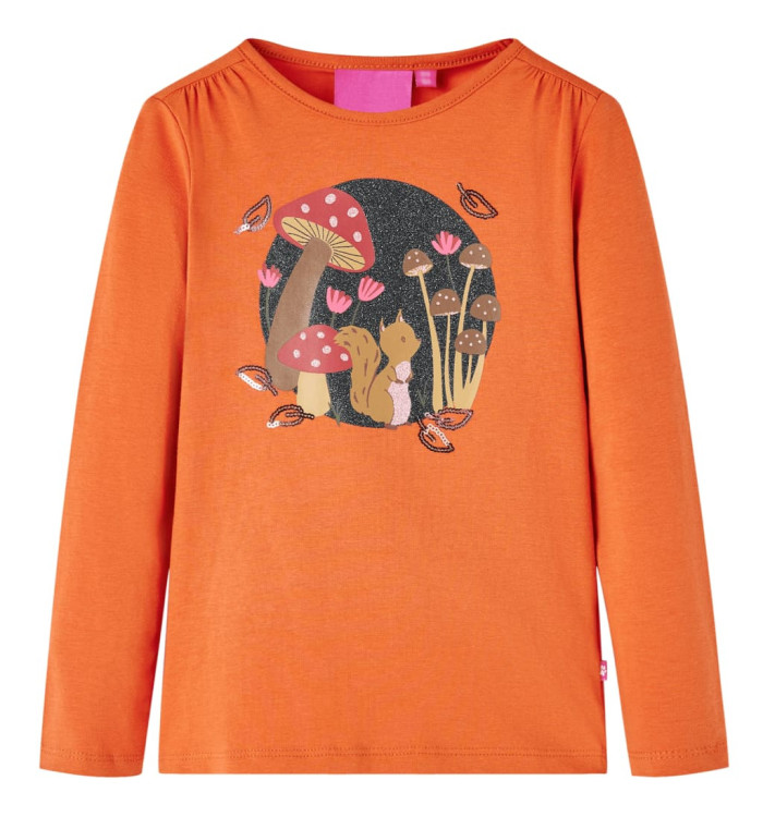 T-shirt enfants à manches longues orange brûlé 116 | Mobilier & Déco