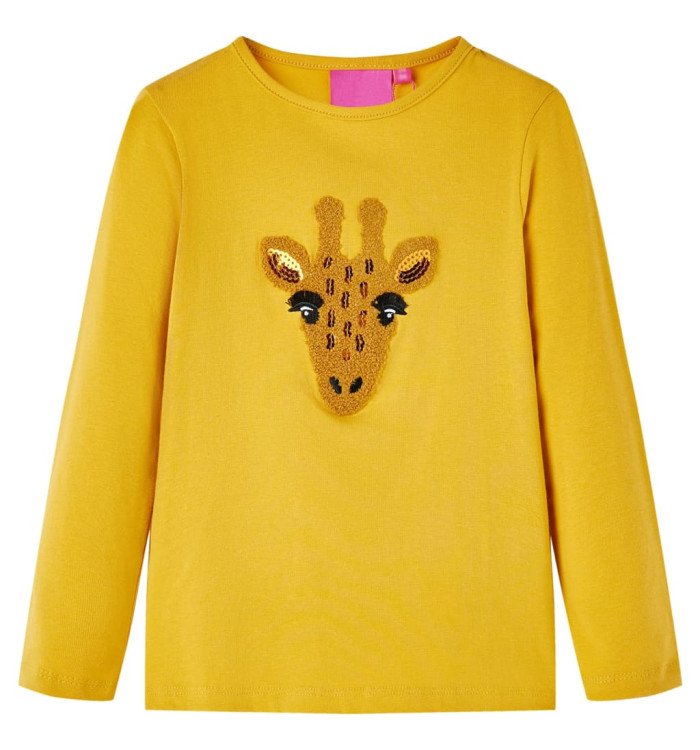 T-shirt enfants à manches longues ocre foncé 116 | Mobilier & Déco