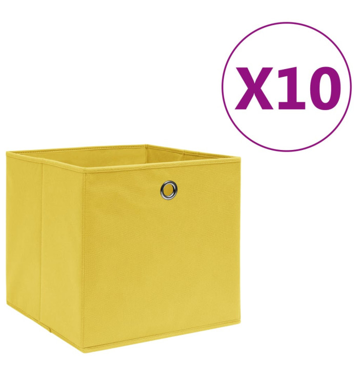 Boîtes de rangement 10 pcs Tissu intissé 28x28x28 cm Jaune | Mobilier & Déco