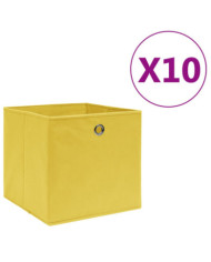 Boîtes de rangement 10 pcs Tissu intissé 28x28x28 cm Jaune | Mobilier & Déco