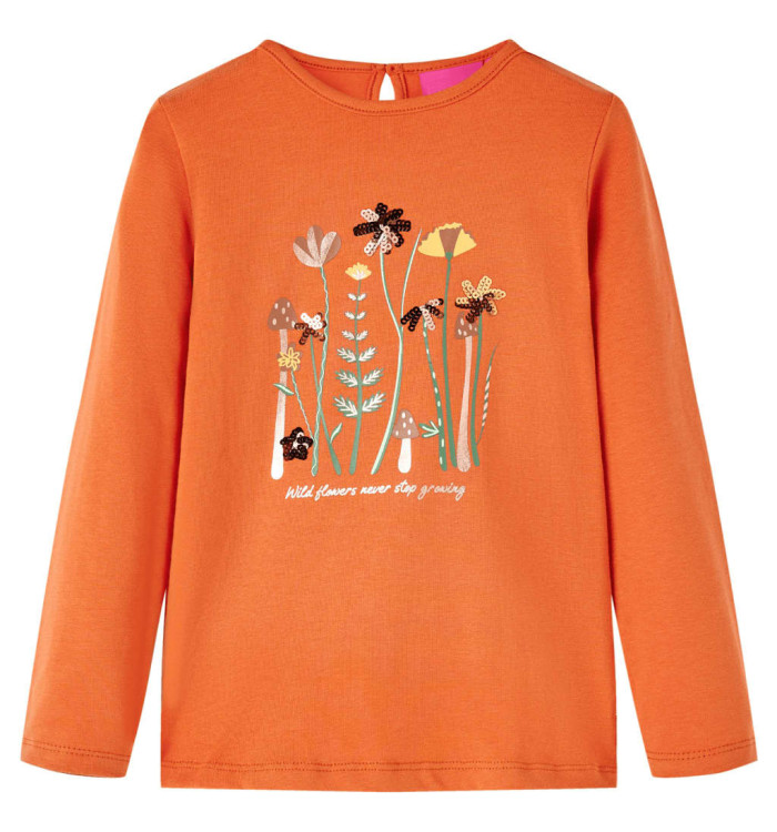 T-shirt enfants à manches longues orange brûlé 92 | Mobilier & Déco