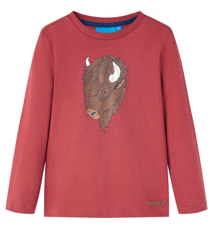 T-shirt enfants à manches longues rouge brûlé 116 | Mobilier & Déco